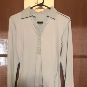 light blue women’s button up blouse